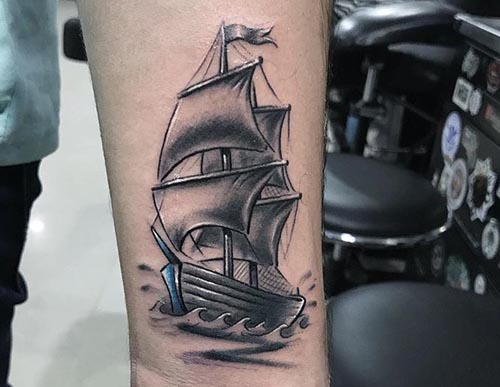 sailing ship tattoo