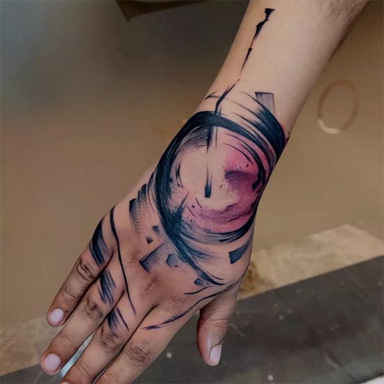 freehand abstract stroke tattoo design male hand