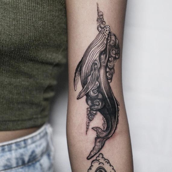whale tattoo abstract female arm