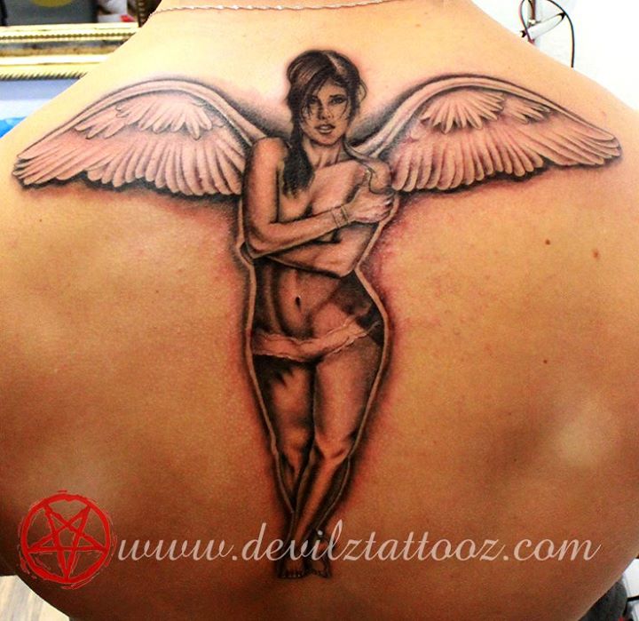 angel back tattoo