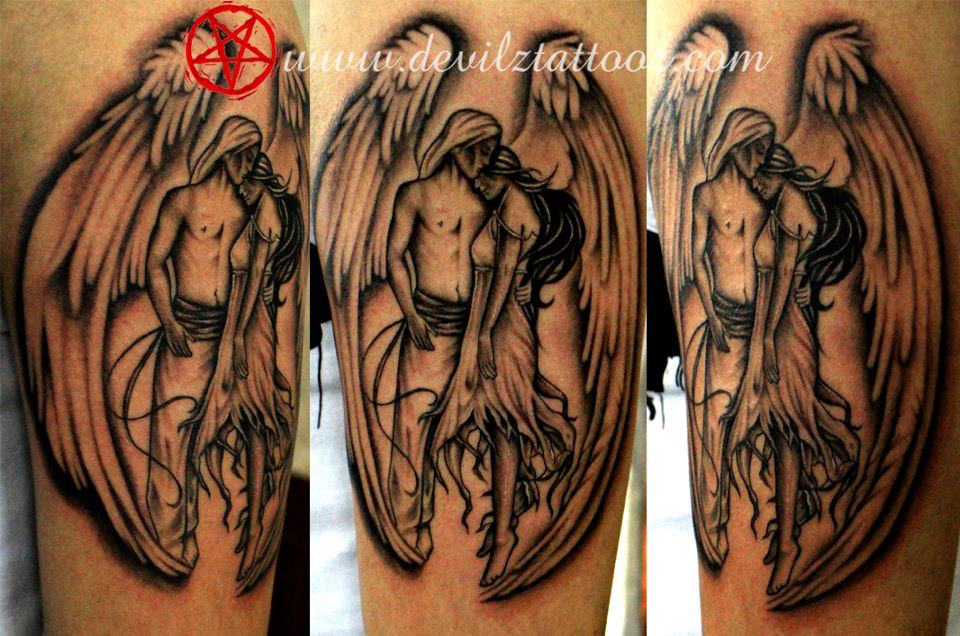 angel wings love tattoo