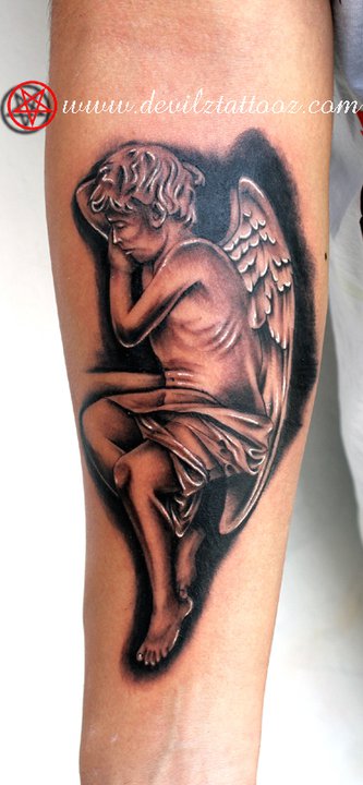 male angel tattoo