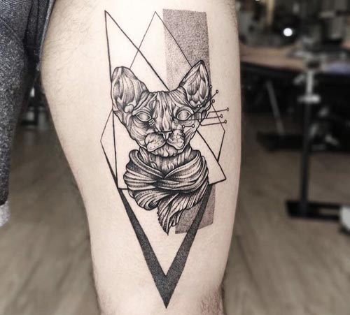 abstract cat with geometrical designs