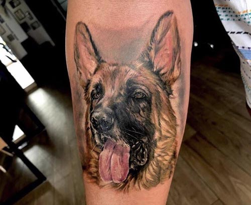 color german shephard tattoo design