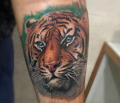 color tiger design tattoo