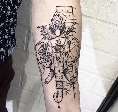 geometric elephant tattoo design