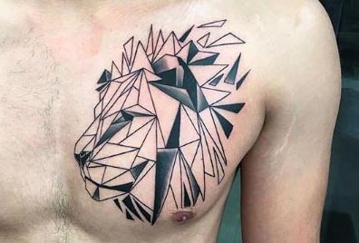 geometrical abstract lion tattoo design