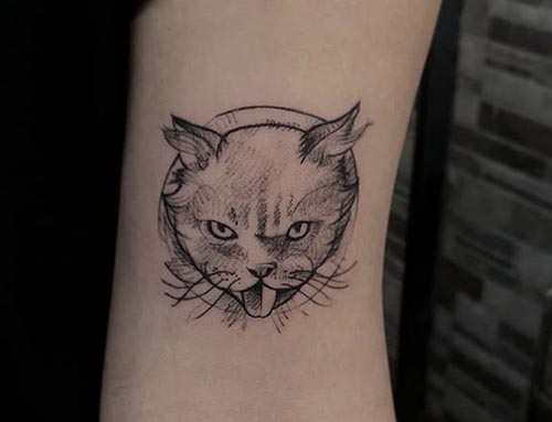 naughty cat tattoo design