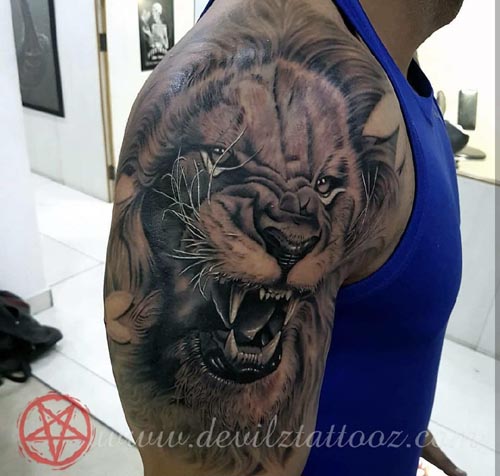 wild lion tattoo design