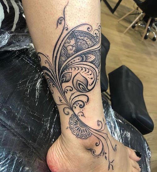 abstract patterns tattoo on ankle