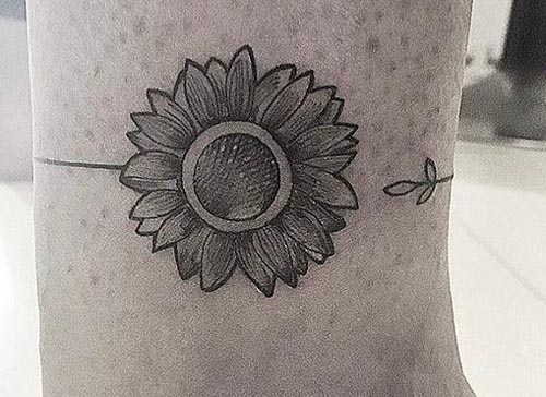 sunflower tattoo on ankle