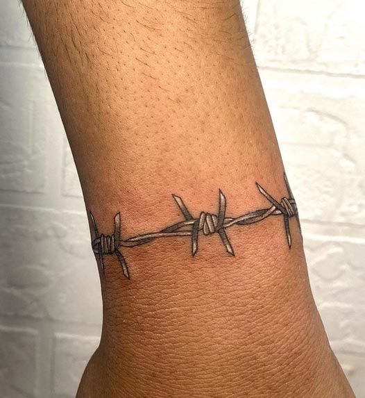 barbed wire armband tattoo design realistic male wrist