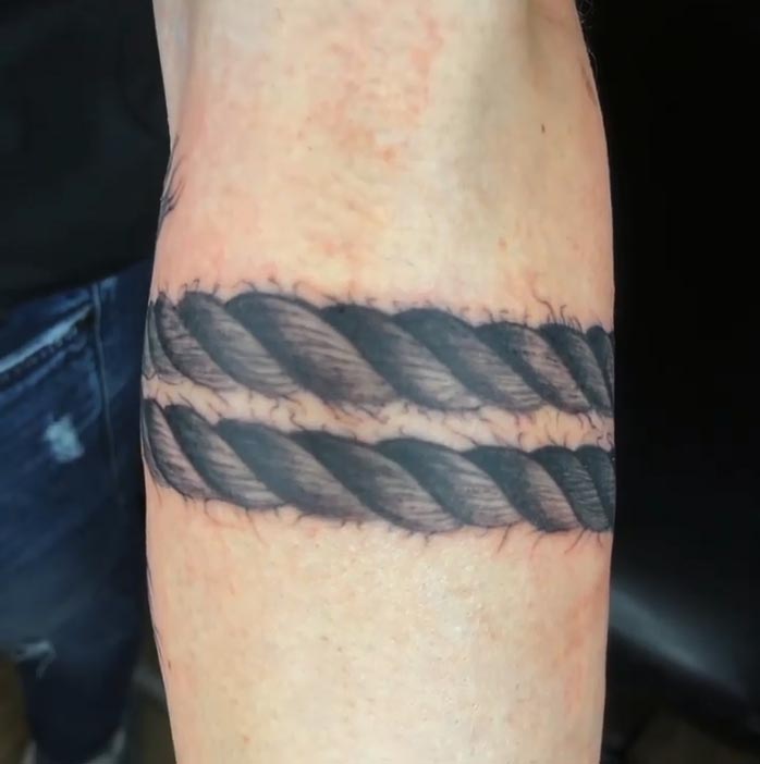 twisted rope anchor hook armband tattoo male forearm 2