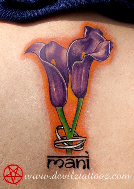 colored flowers tattoo