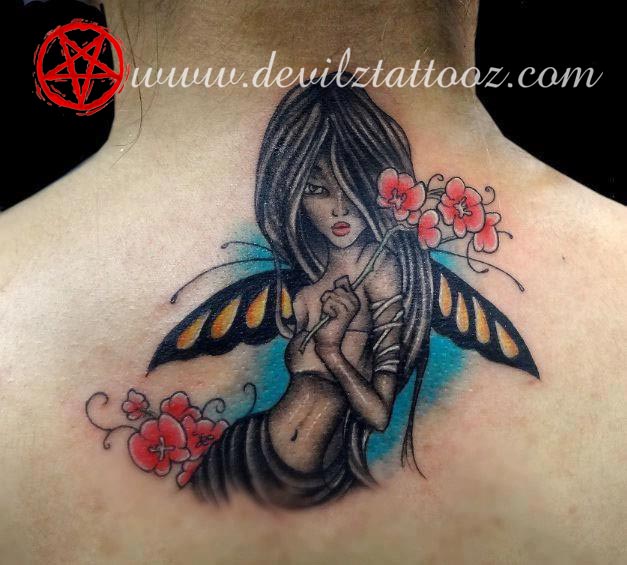 pinup butterfly girl tattoo art
