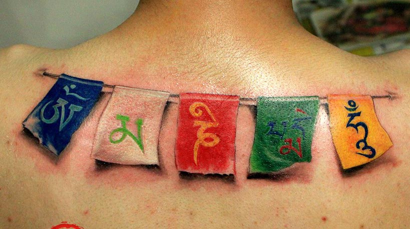 prayer flags color tattoo