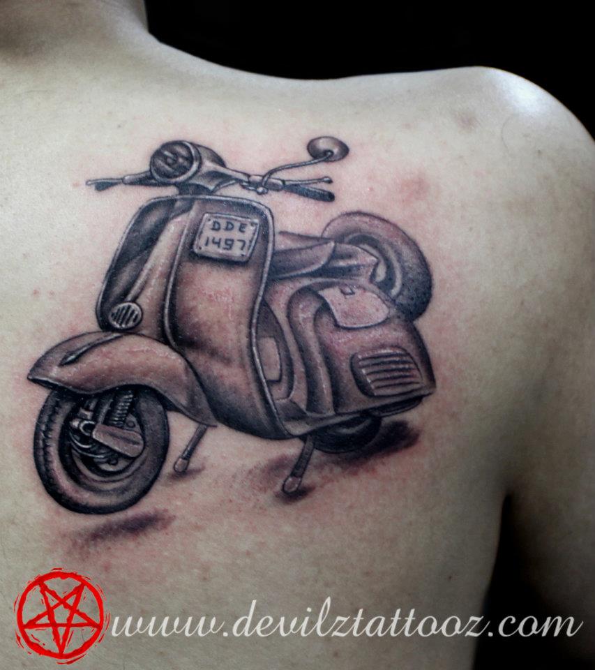 chetak scooter black and grey tattoo