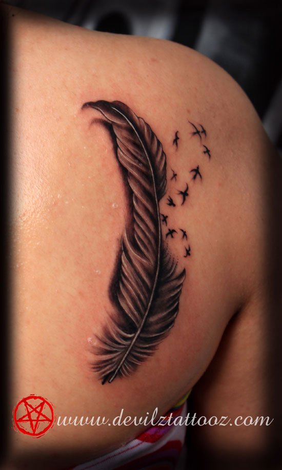 feather bird 3d tattoo