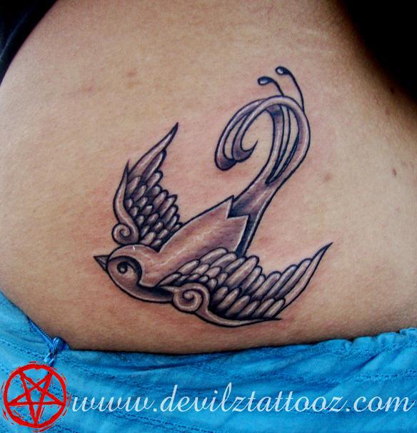 swallow black and grey tattoo