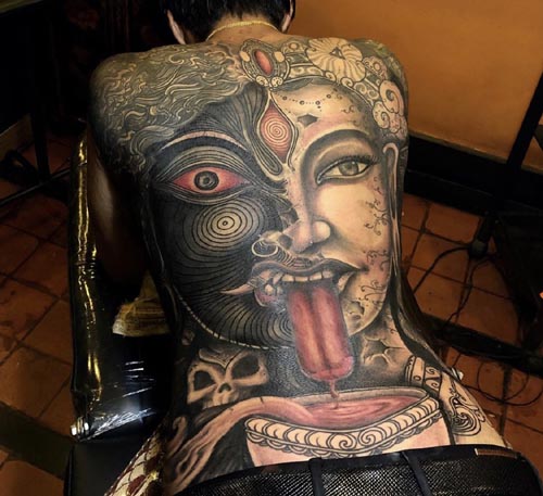 goddess kali artistic tattoo on full back