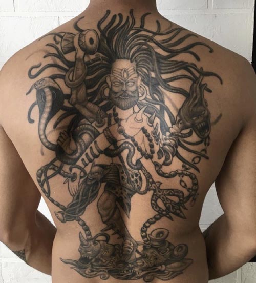 shiva tandava tattoo design on back