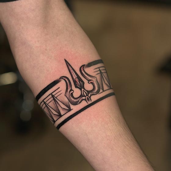 shiva trishul armband tattoo design male forearm