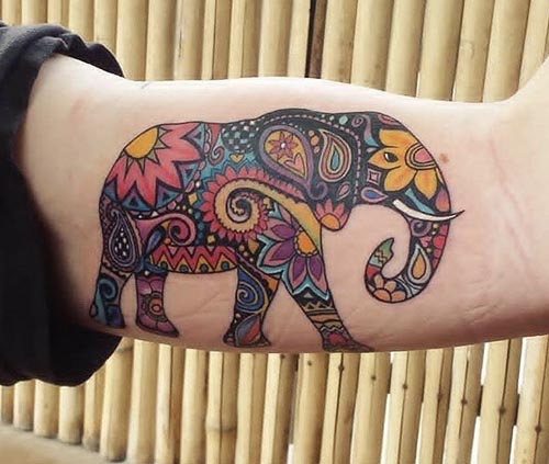 traditional indian elephant tattoo