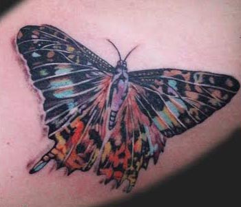 butterfly colored tattoo