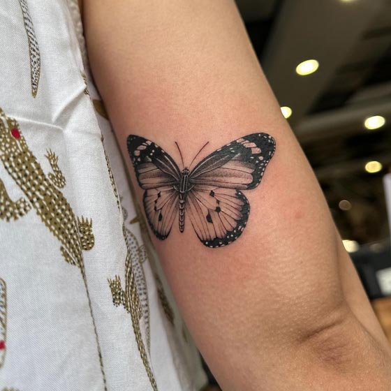 butterfly tattoo design female outer lower bicep