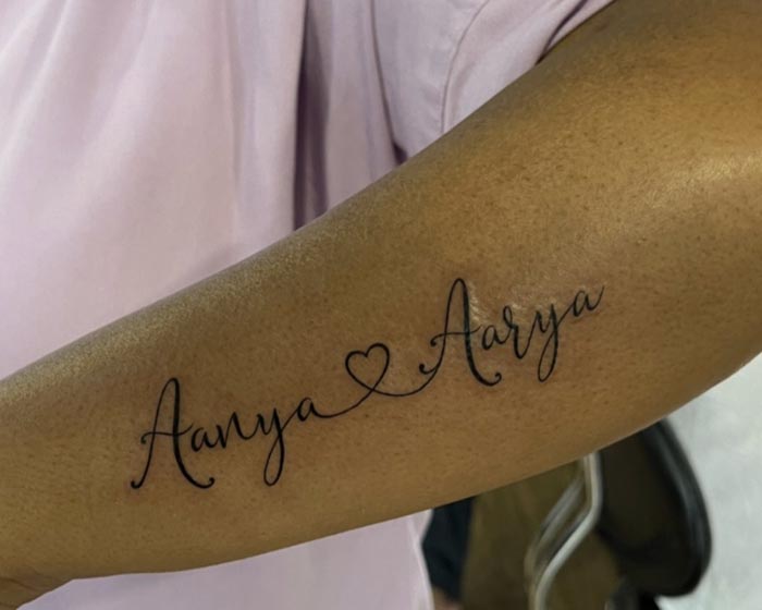 couple name aanya aarya tattoo