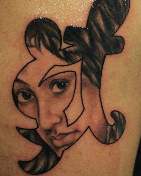 shree tattoo photo of loved one in shree text