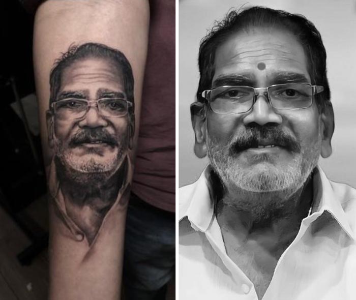 arm male fathers portrait tattoo 2