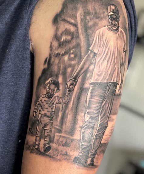 portrait father son tattoo