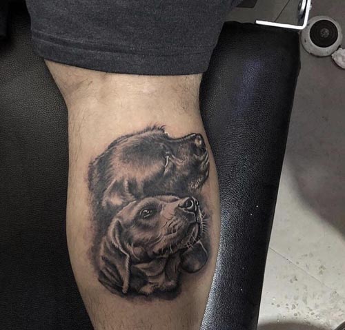 2 dogs 1 dog tattoo design