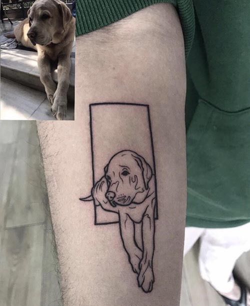 dog portrait tattoo with an artistic touch