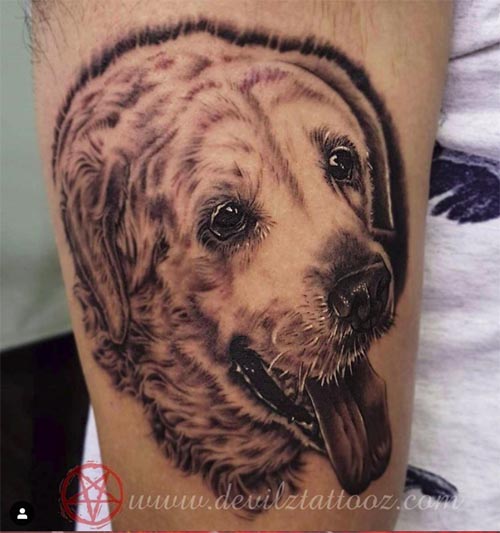 golden retriever detailed tattoo