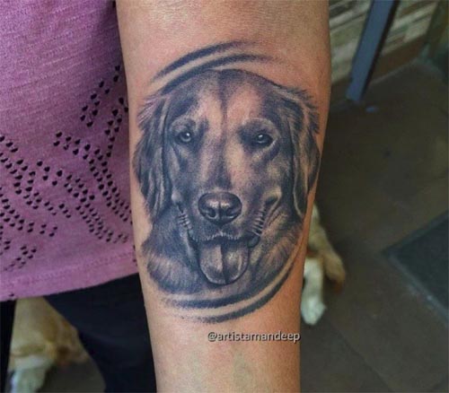 shaded golden retriever tattoo