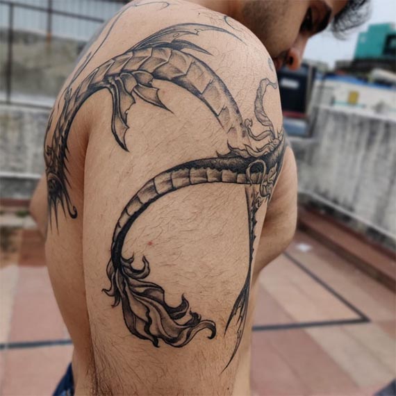 dragon tattoo design male chest bicep shoulder blade 2