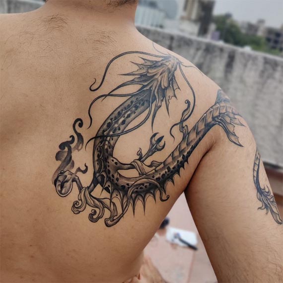 dragon tattoo design male chest bicep shoulder blade 3