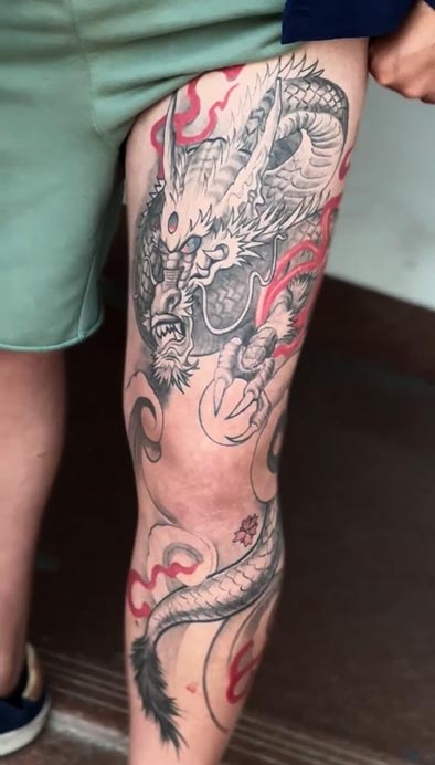japenese dragon tattoo male full leg