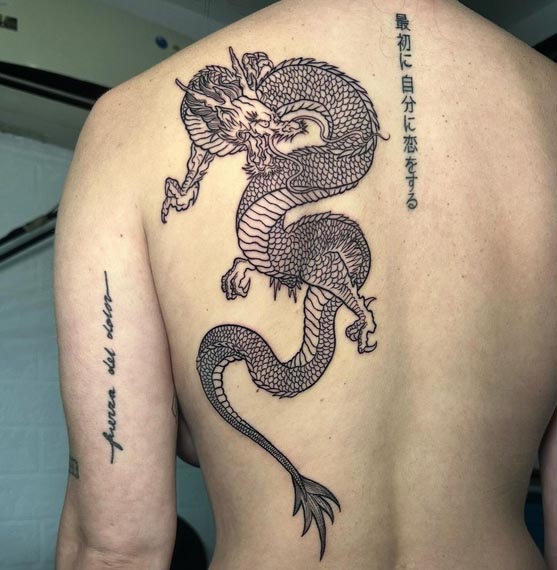 ryu dragon tattoo design male half back