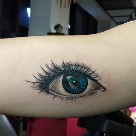 1 realistic eye tattoo realistic inner bicep woman