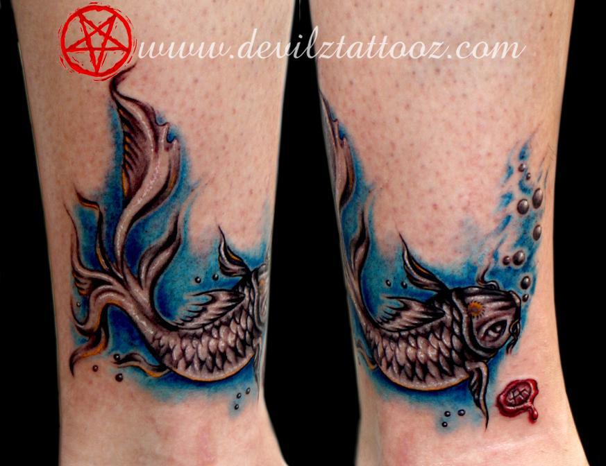 koi fish custom color tattoo