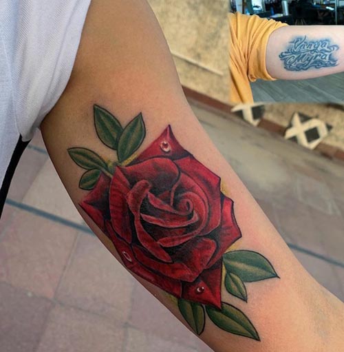 big red rose tattoo