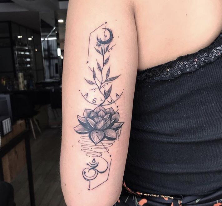 combination of patterns flower tattoo