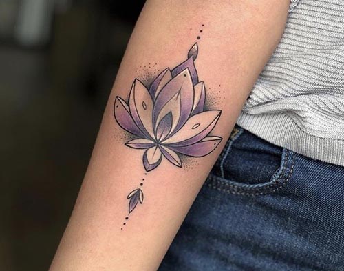 subtle purple flower with dots tattoo