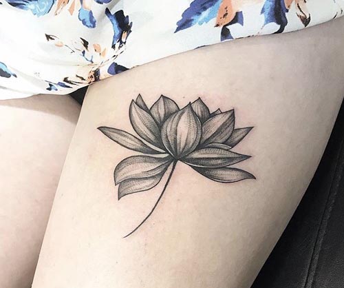 thigh lotus tattoo design