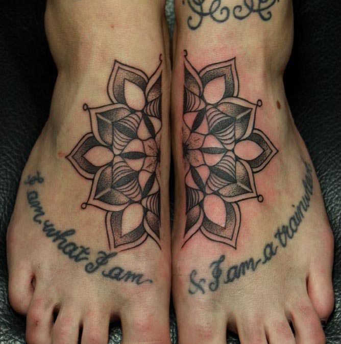 mandala tattoo feet