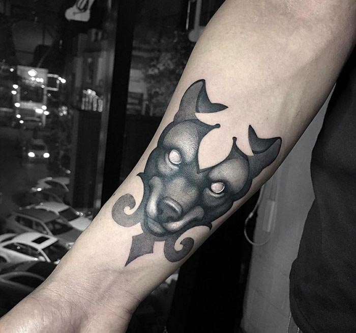 dog creative tattoo on forearm