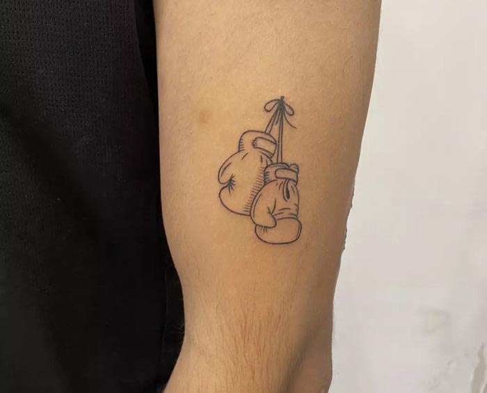 boxing gloves minimal tattoo